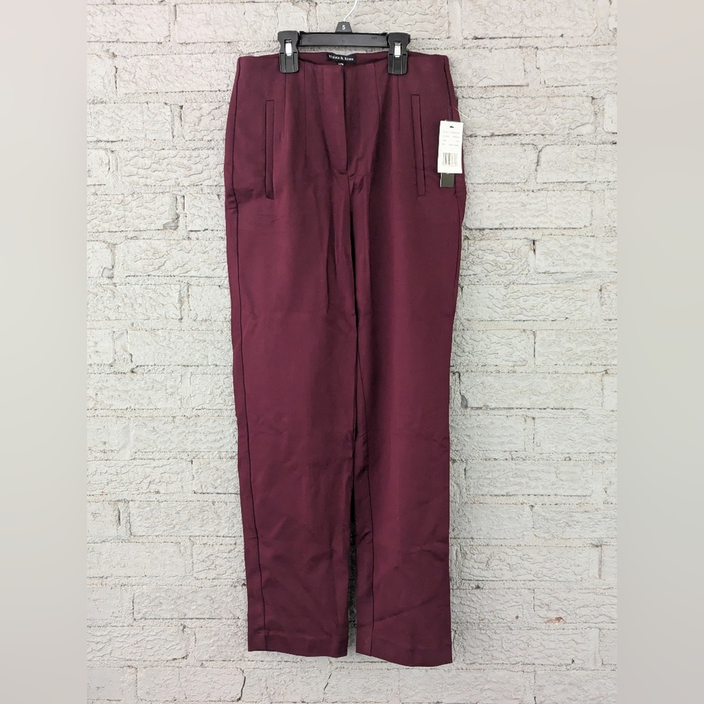 violets and roses kathy high rise skinny leg slacks burgundy